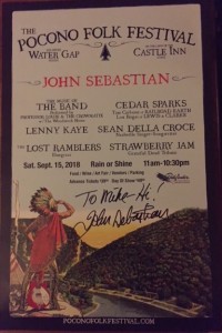 The official poster of the first-ever Pocono Folk Festival, signed by John Sebastian. (Photo by Mike Morsch)